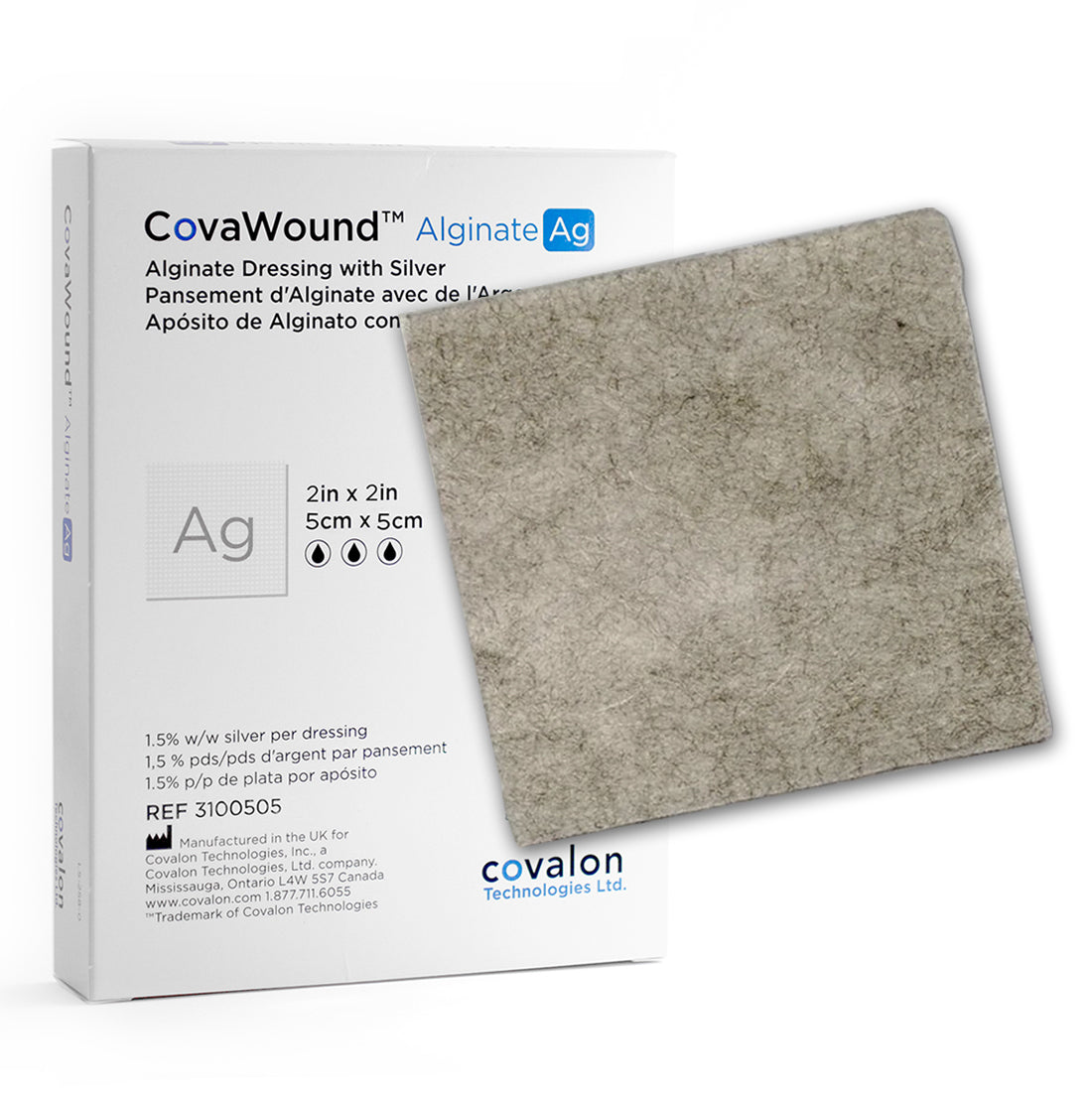 Covalon | CovaWound™ Alginate Ag | Apósito de Alginato de Calcio con Plata