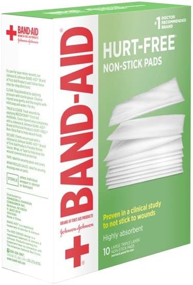 BAND-AID® Almohadillas de Gasa Antiadherente HURT-FREE® para Heridas Menores (10 unid)