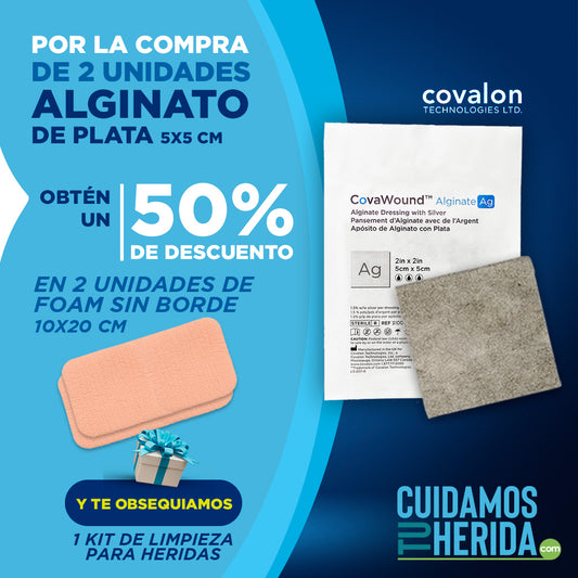 Promoción Apósito CovaWound Alginato de Calcio con Plata 5x5cm